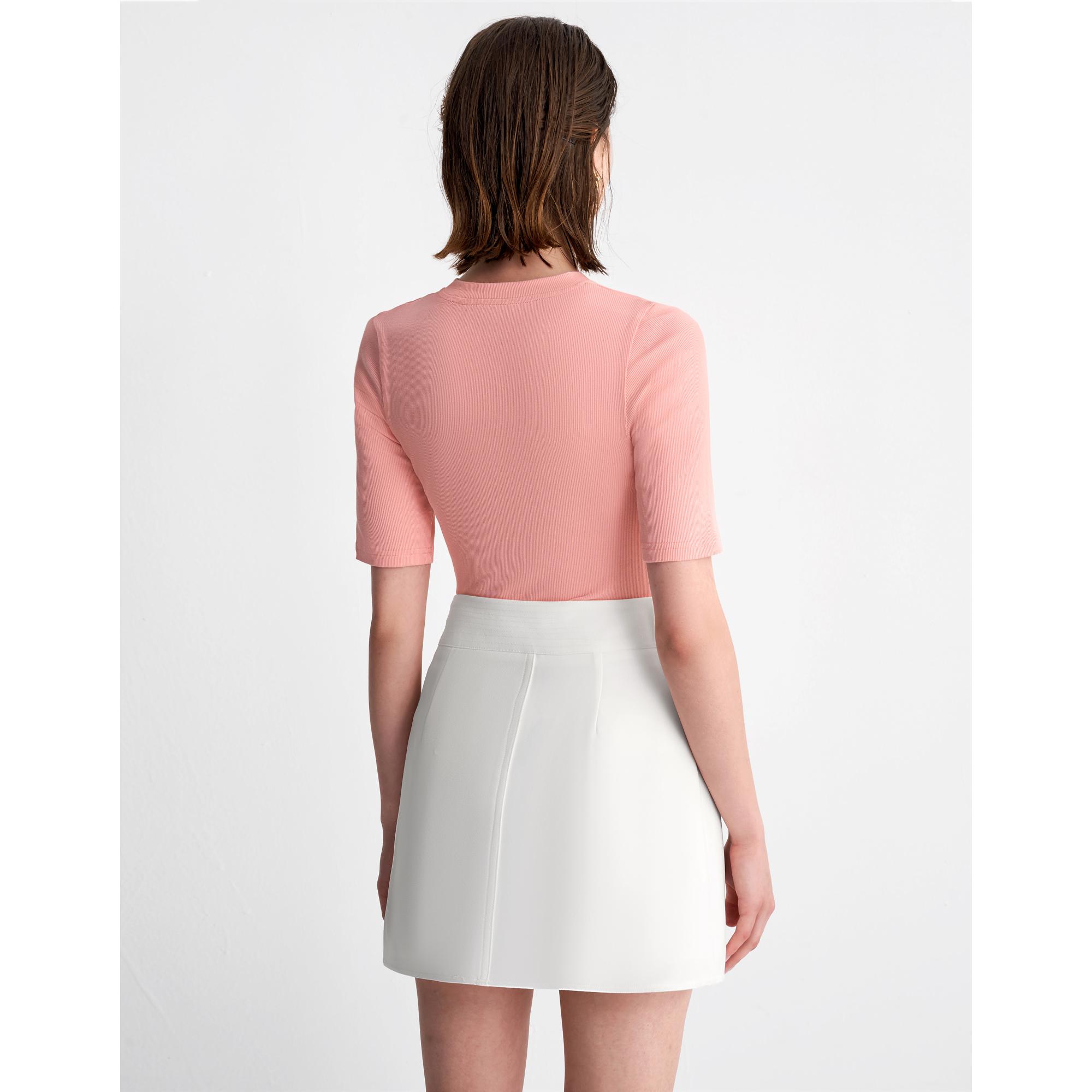 Short Sleeve Metallic Detail Top - Pink