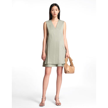 Tiered Hem Sleeveless Dress - Greyish Green