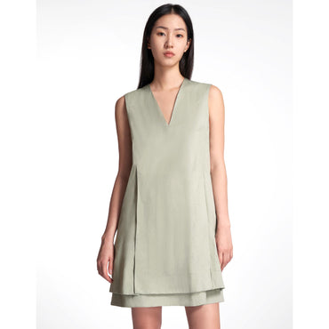 Tiered Hem Sleeveless Dress - Greyish Green