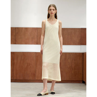 Net Knit Dress - Beige