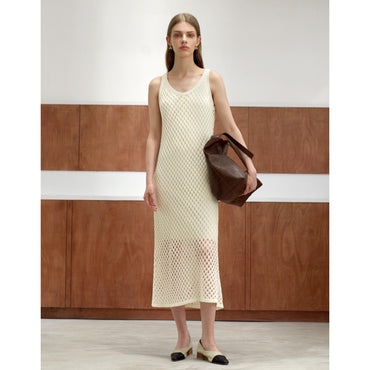 Net Knit Dress - Beige