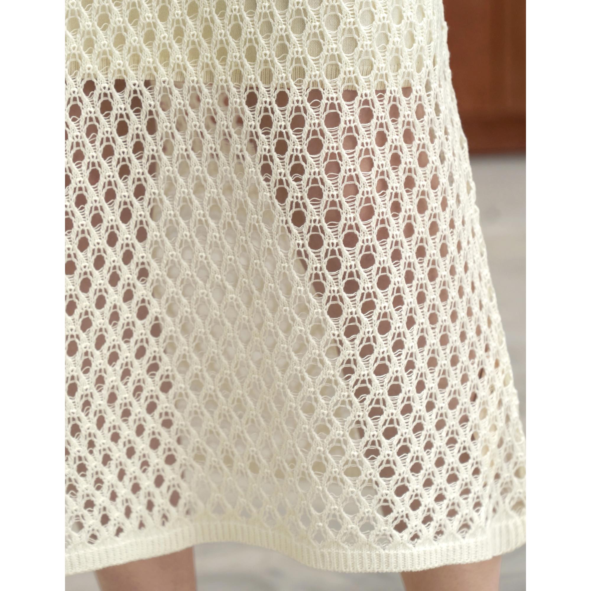 Net Knit Dress - Beige