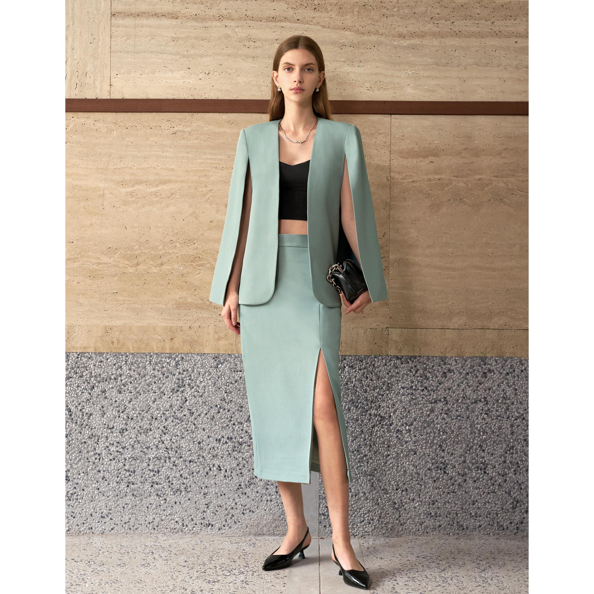 Cape Style Outerwear - Grey-Green
