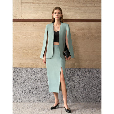 Cape Style Outerwear - Grey-Green