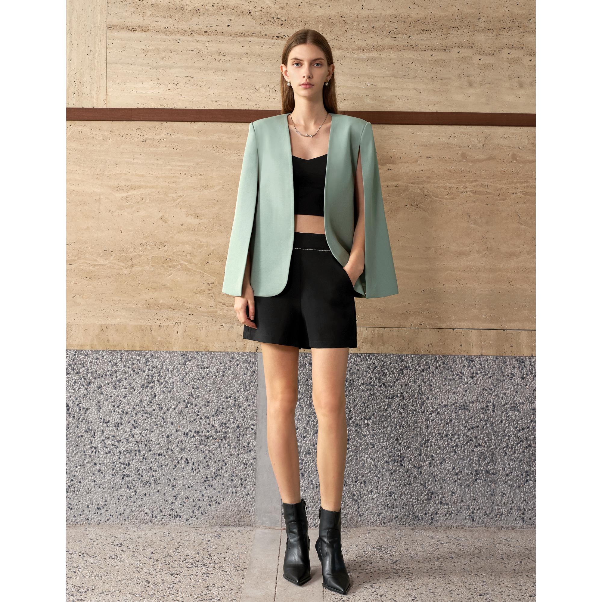 Cape Style Outerwear - Grey-Green