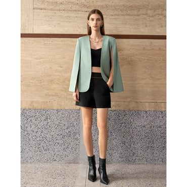 Cape Style Outerwear - Grey-Green