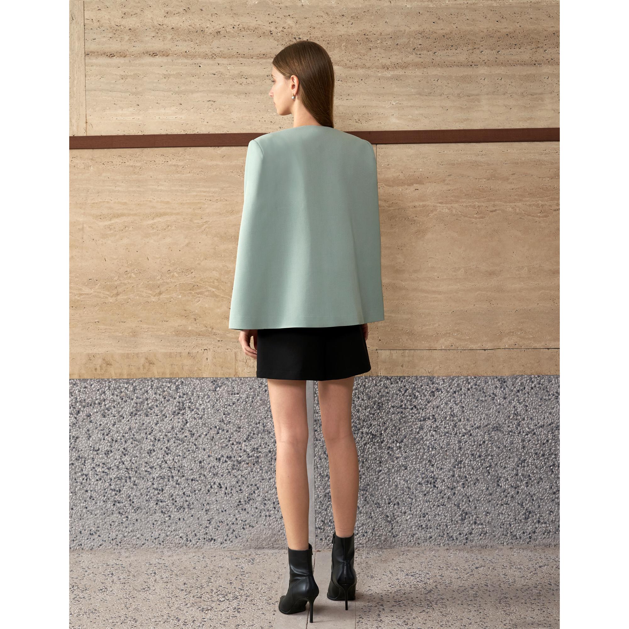 Cape Style Outerwear - Grey-Green