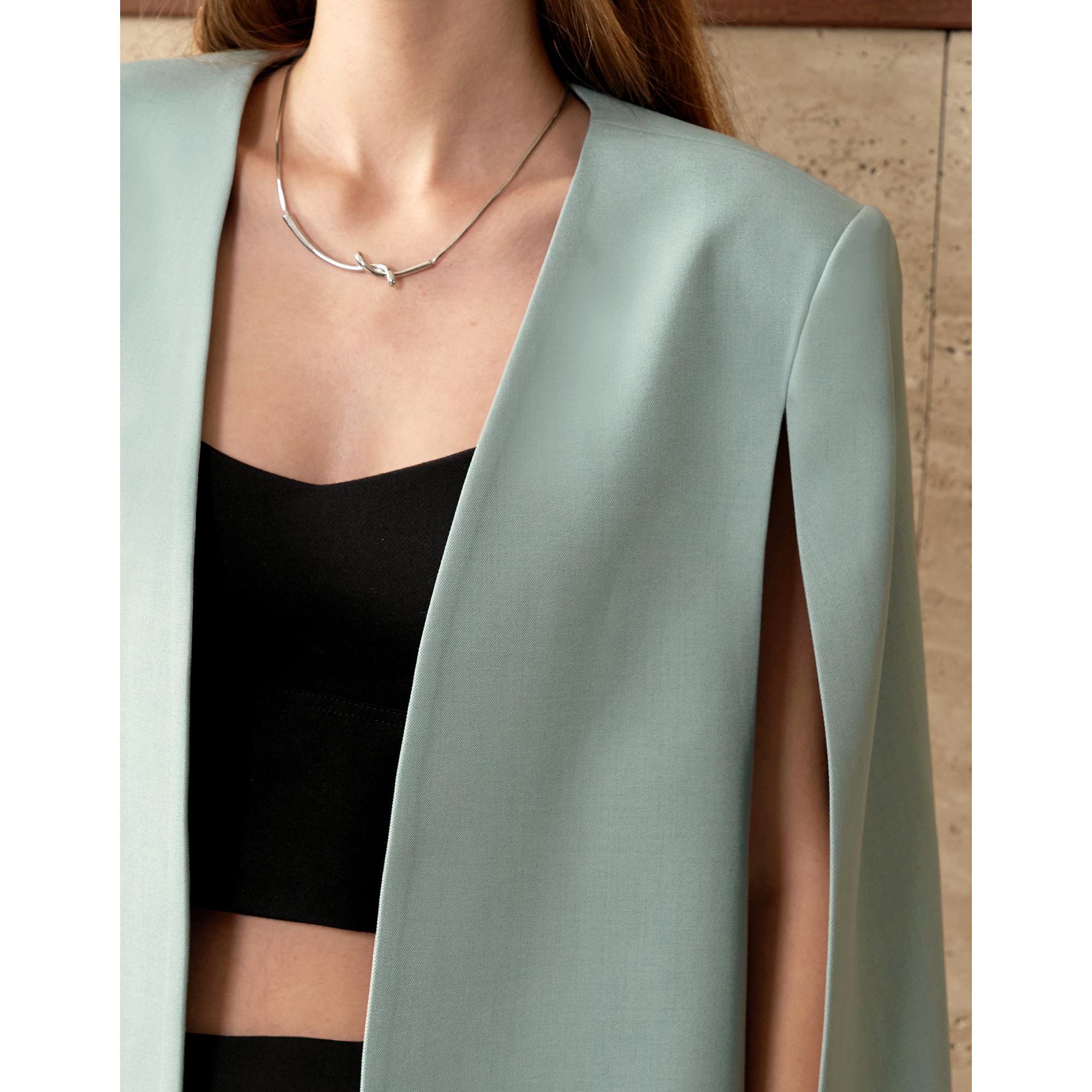 Cape Style Outerwear - Grey-Green
