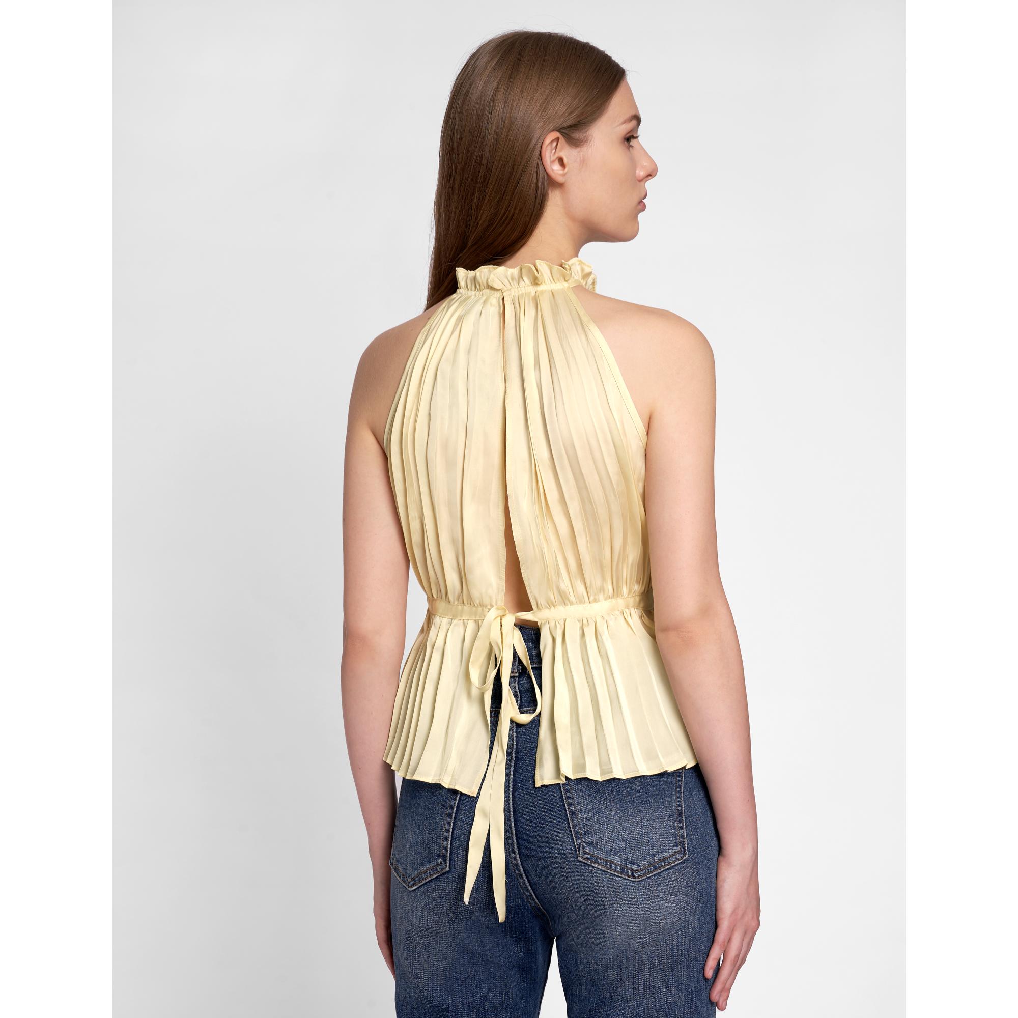 Halterneck Pleated Top - Apricot