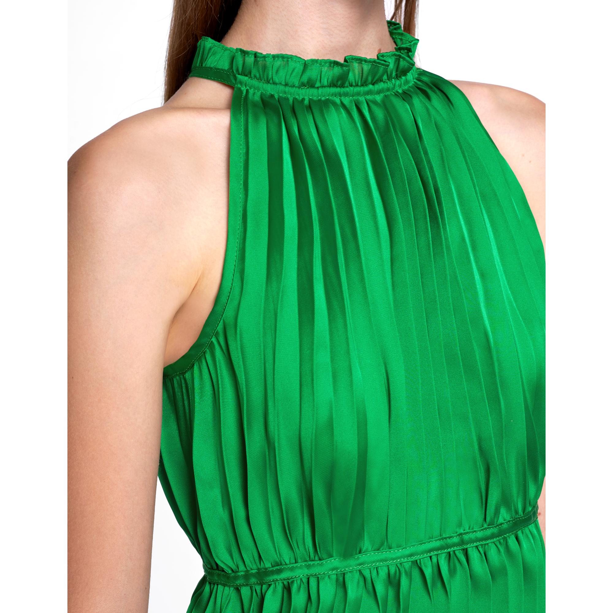 Halterneck Pleated Top - Green