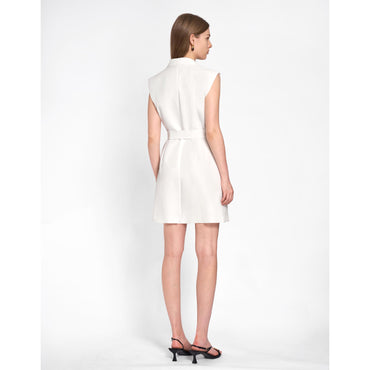 Patch Pocket Belt Dress - Off White