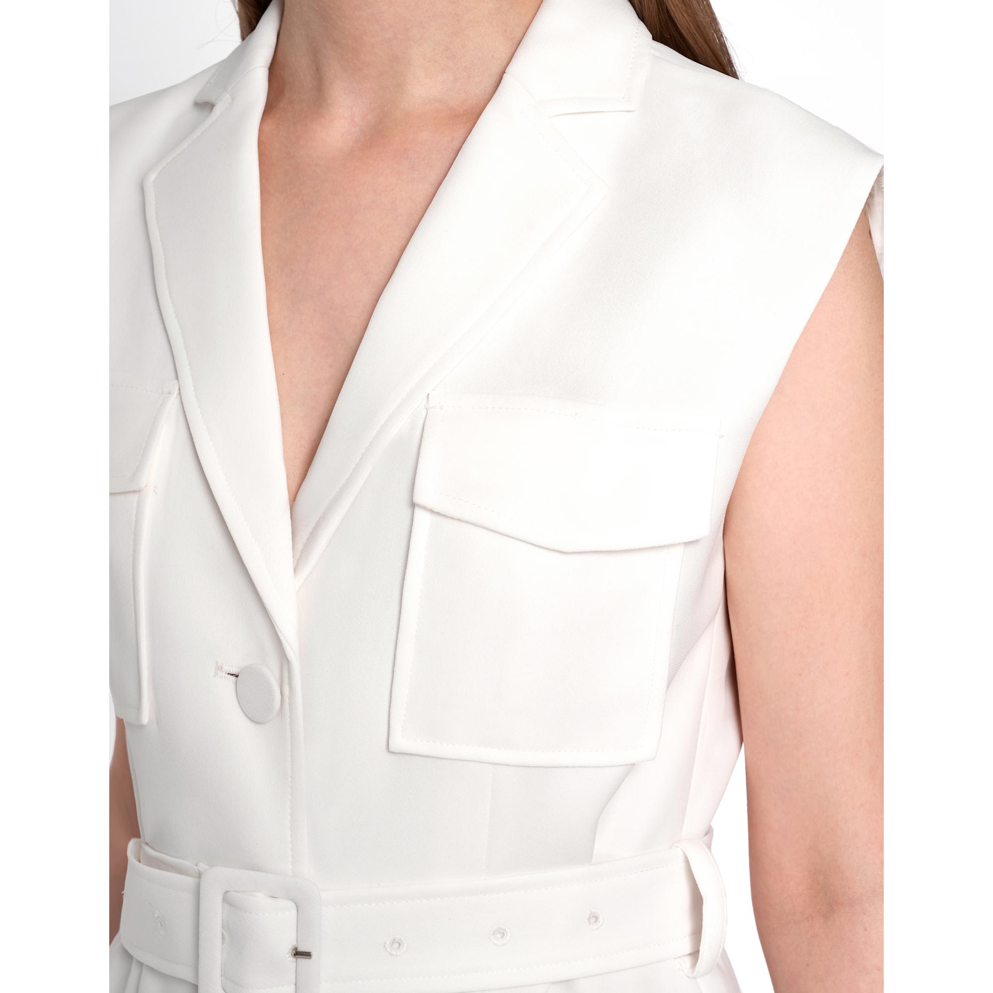 Patch Pocket Belt Dress - Off White