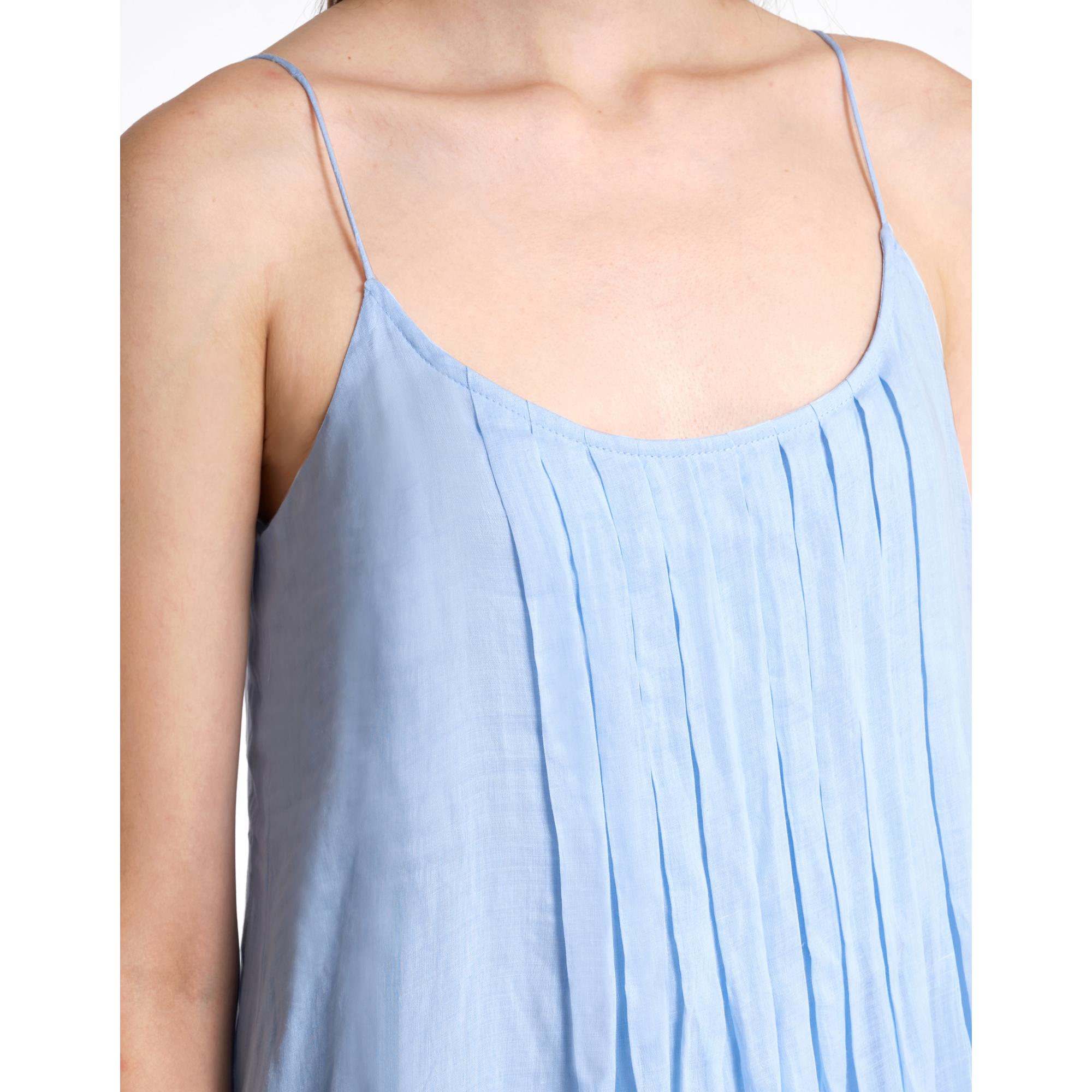 Strappy Midi Dress Box Pleat Details - Blue