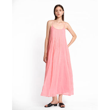 Strappy Midi Dress Box Pleat Details - Pink