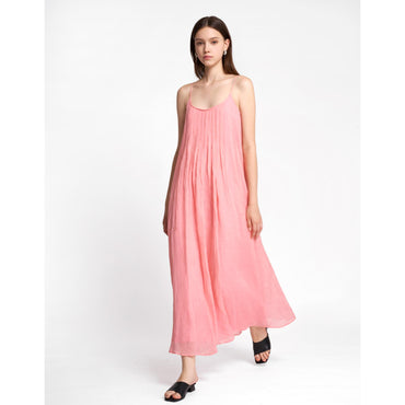 Strappy Midi Dress Box Pleat Details - Pink