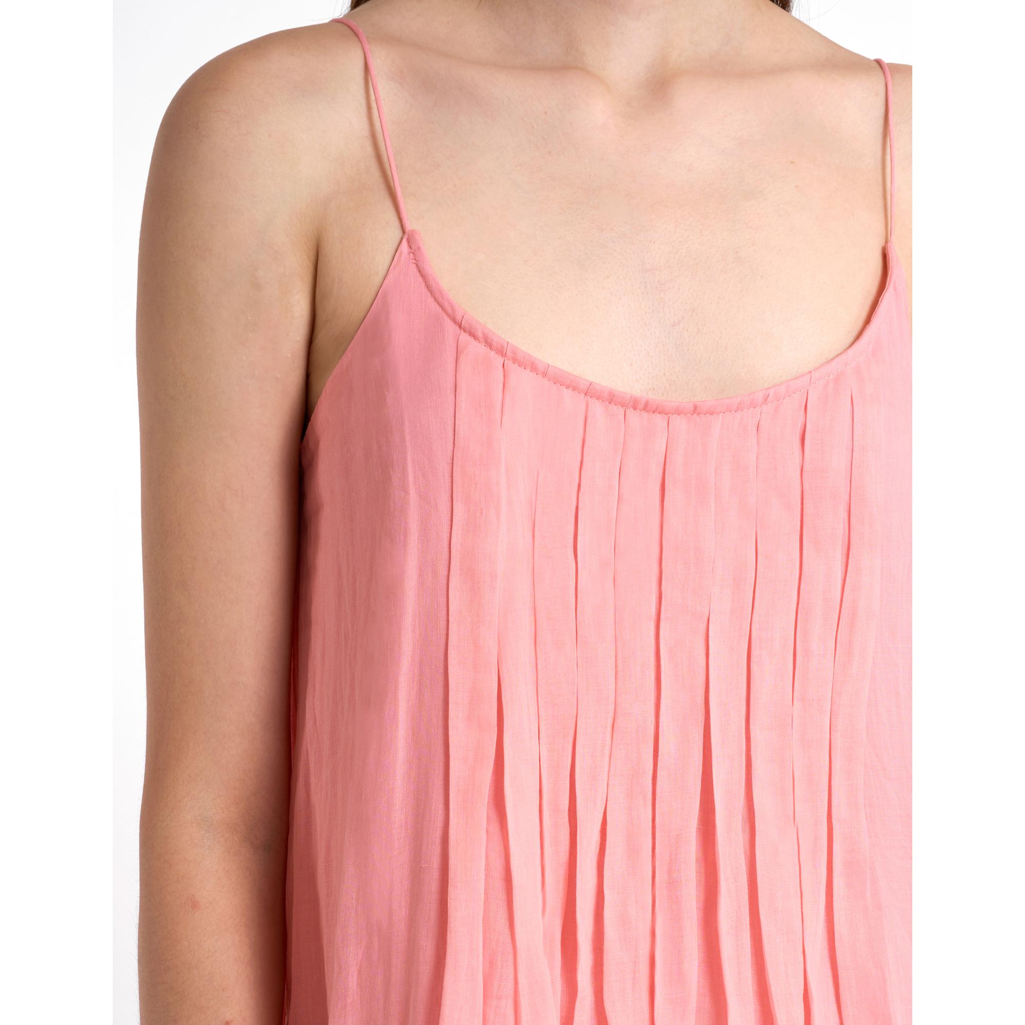 Strappy Midi Dress Box Pleat Details - Pink