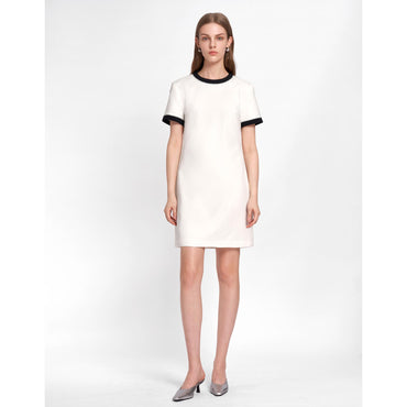 Color Block Short Sleeve Dress - White