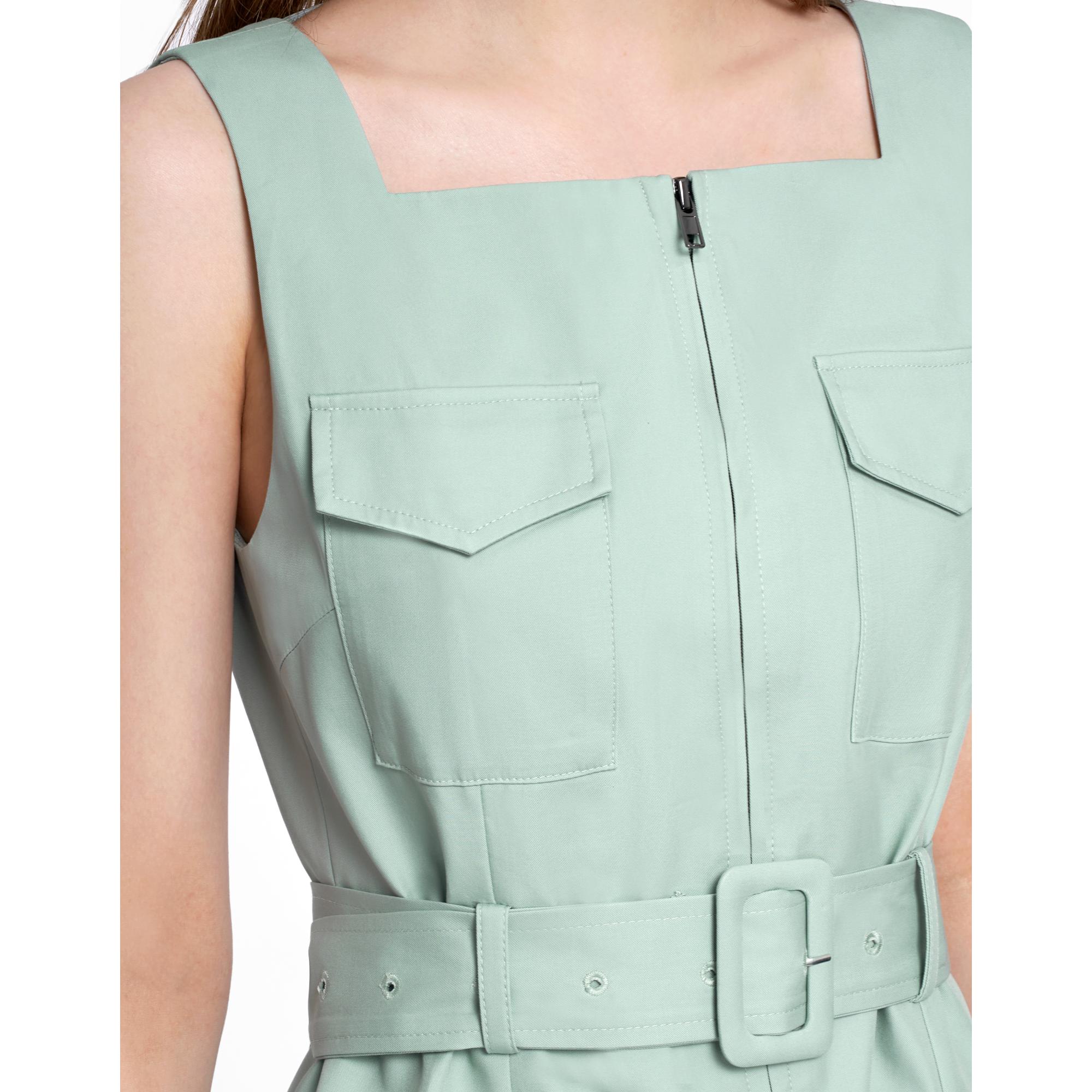 Zip Front Midi Dress - Aqua