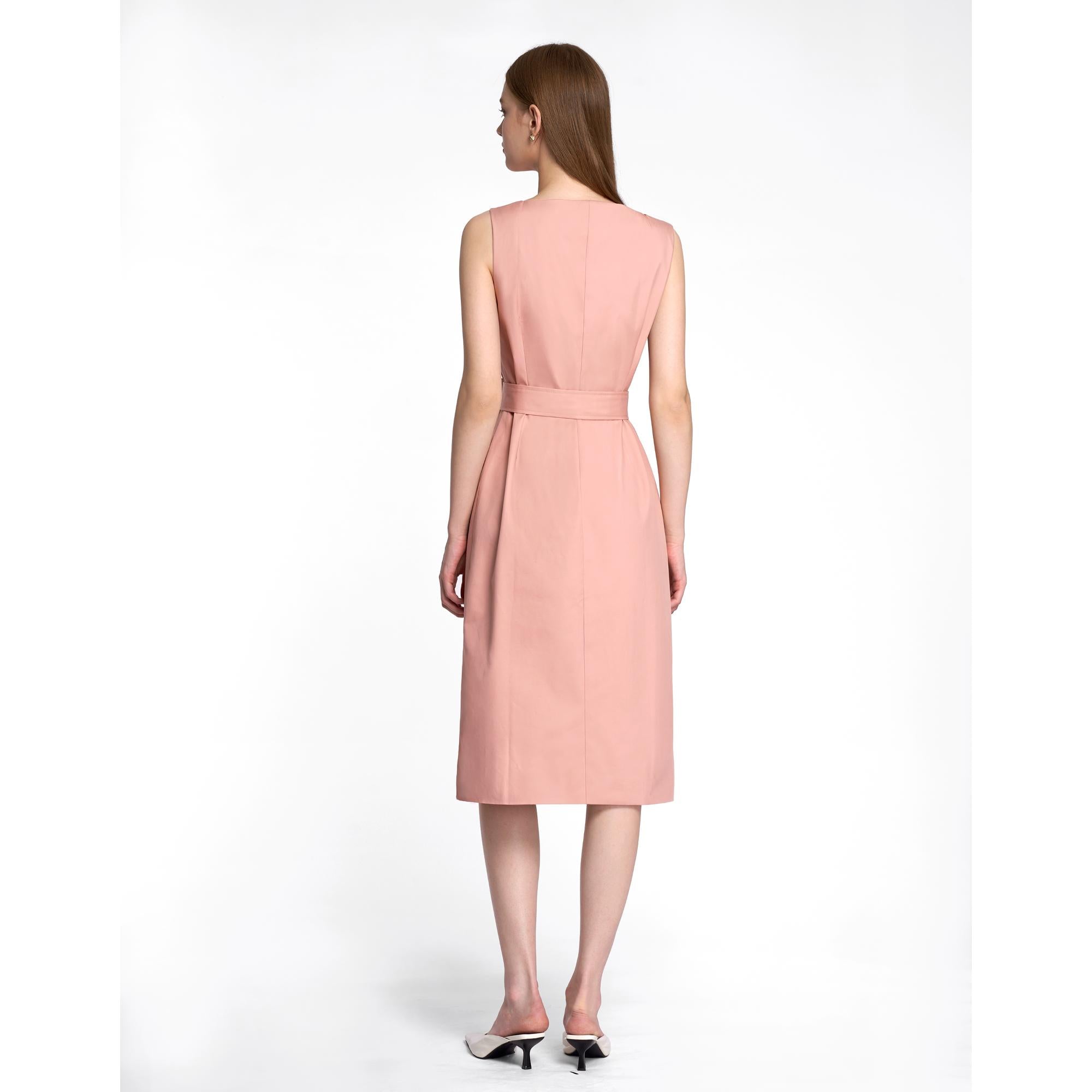 Zip Front Midi Dress - Pink