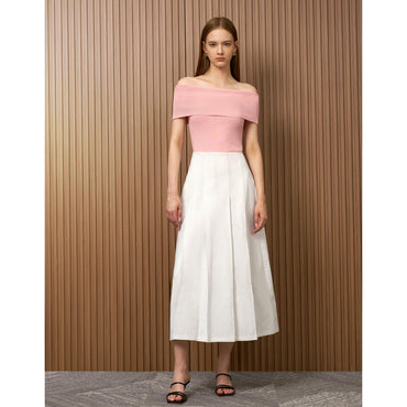 Pleated A-line Skirt - White