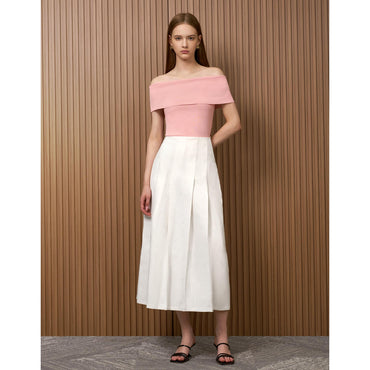 Pleated A-line Skirt - White