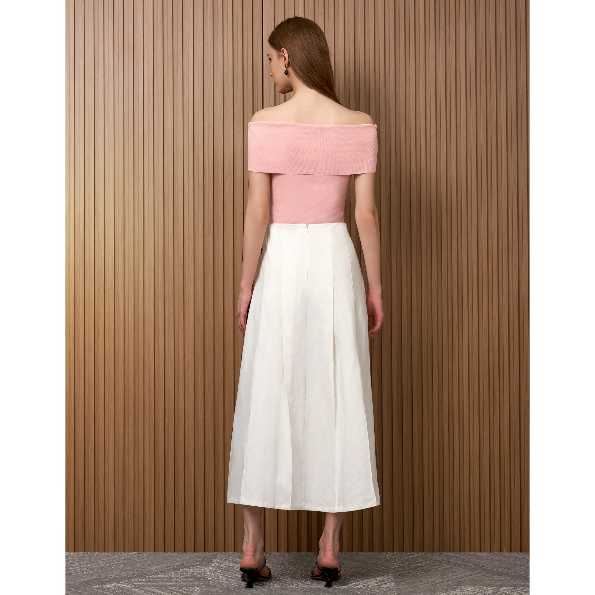 Pleated A-line Skirt - White