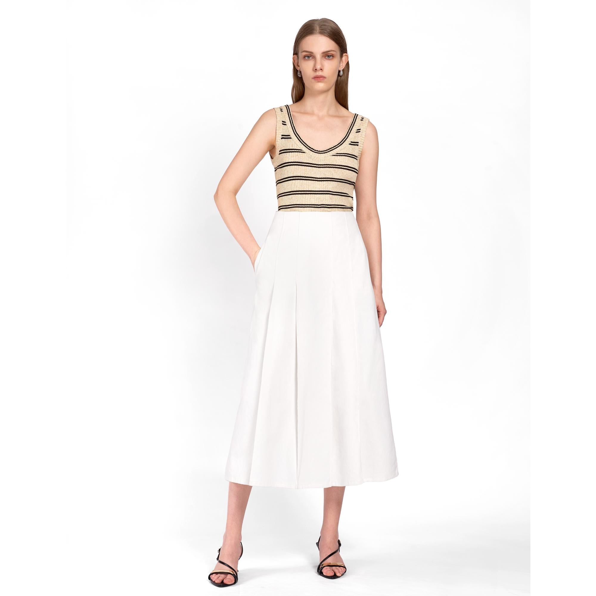 Pleated A-line Skirt - White