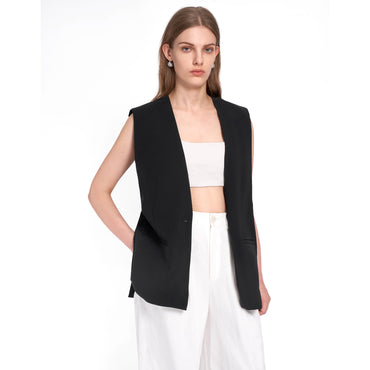 Elongated Fitted Vest - Black