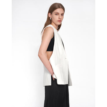 Elongated Fitted Vest - White