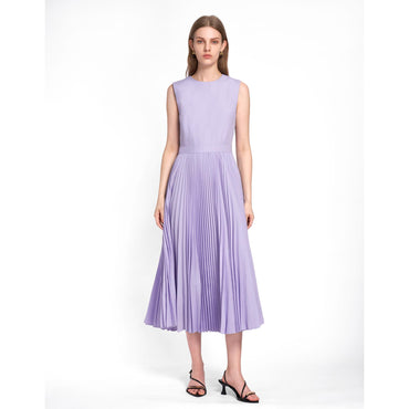 Pleated Sleeveless Dress - Purple