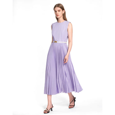 Pleated Sleeveless Dress - Purple