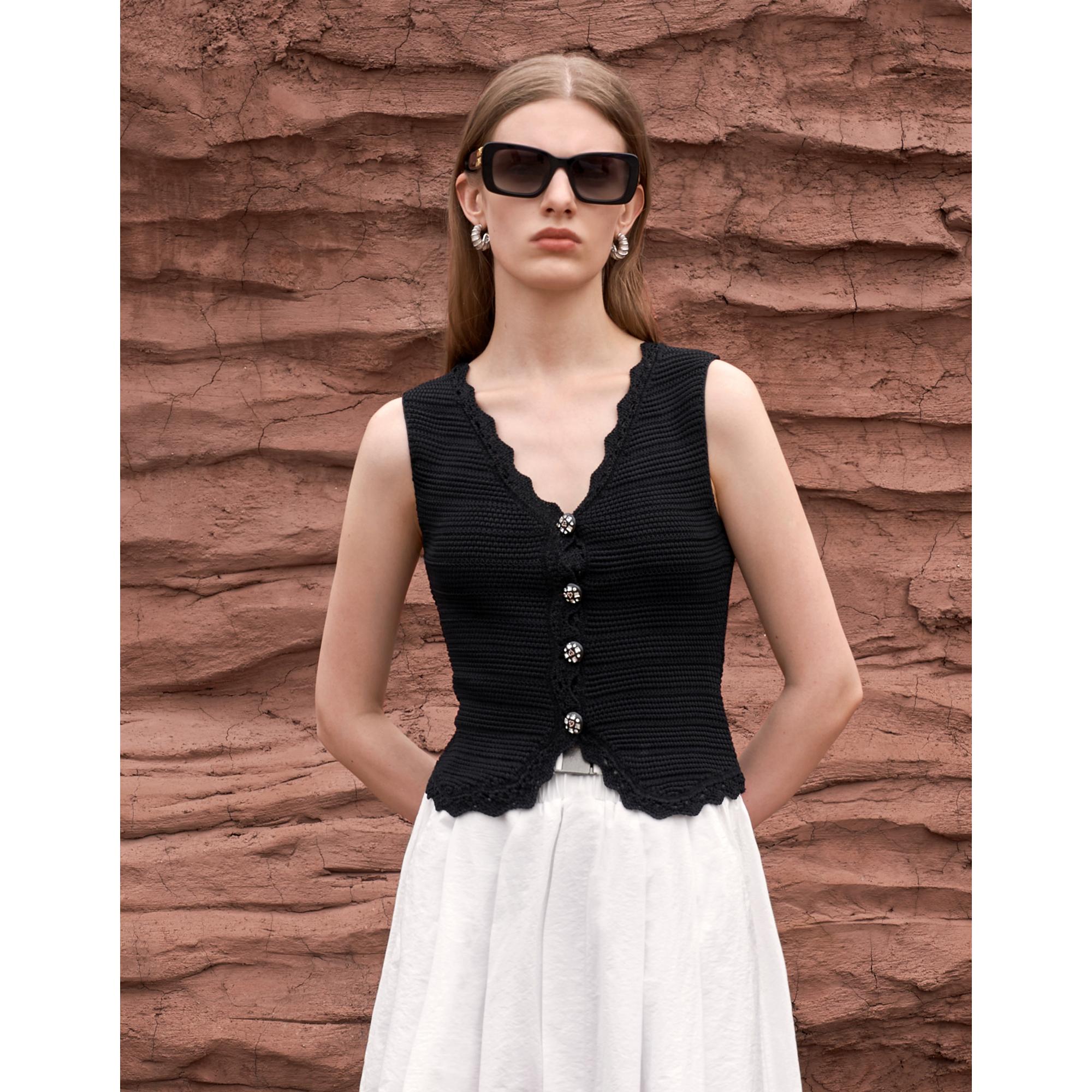 Sleeveless Lace Top - Black