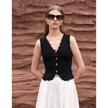 Sleeveless Lace Top - Black