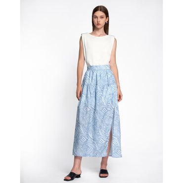 Printed Gathered Skirt - Blue