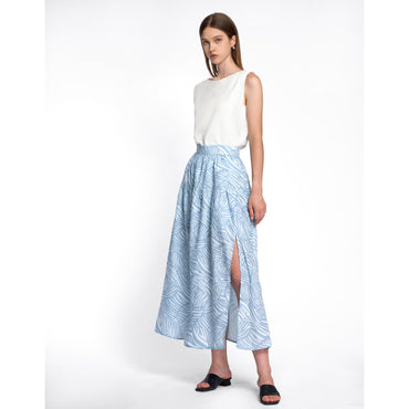 Printed Gathered Skirt - Blue