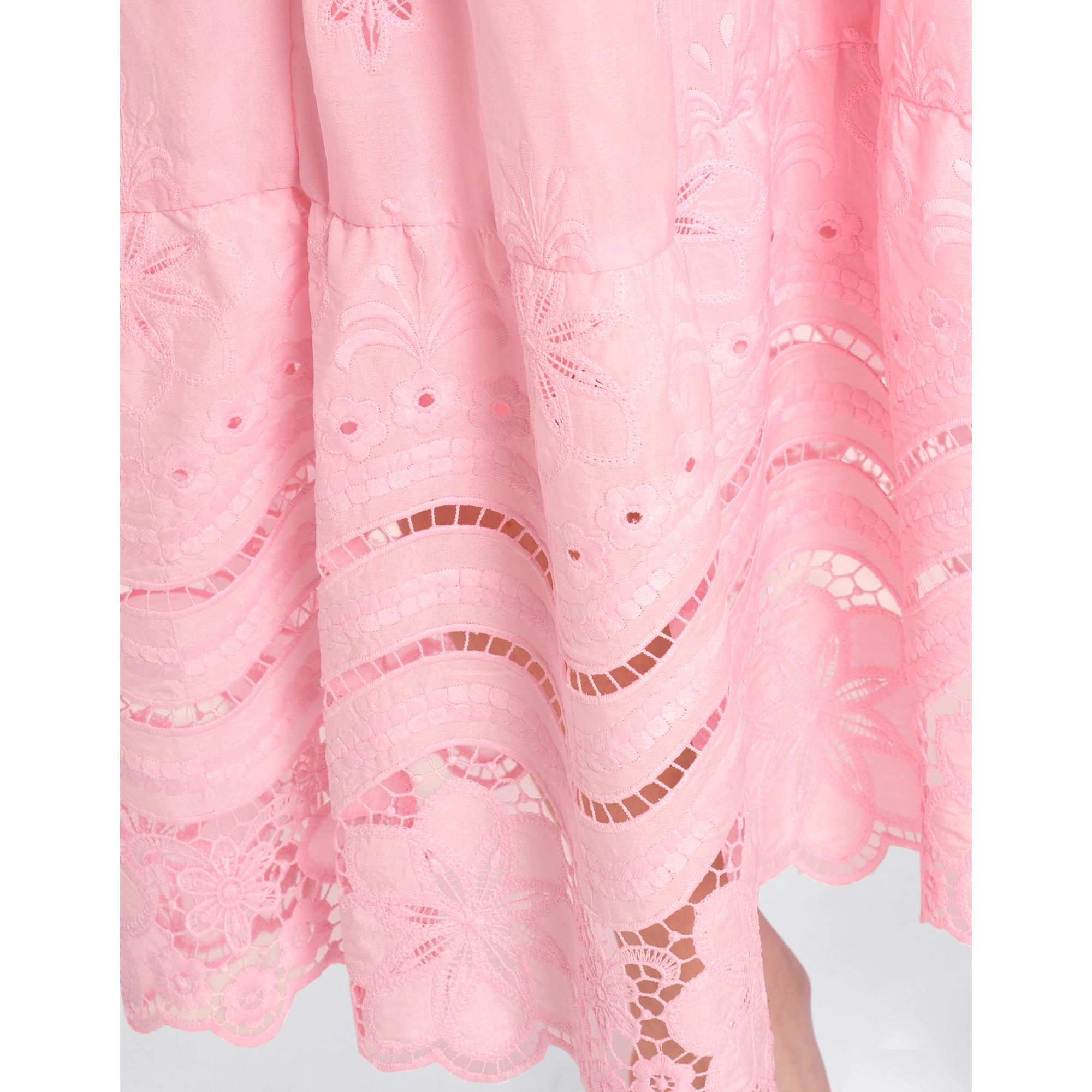 Sleeveless Sweetheart Neck Lace Maxi Dress - Pink