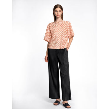 Straight Leg Pleated Trousers - Black