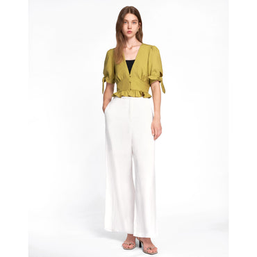 Short Sleeve V-neck Top - Olive