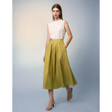 Flared Midi Skirt - Olive