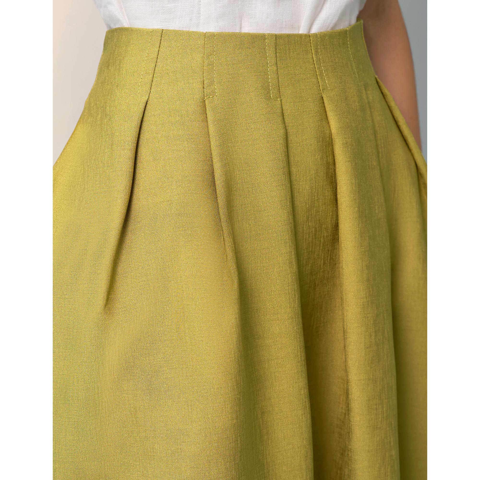 Flared Midi Skirt - Olive