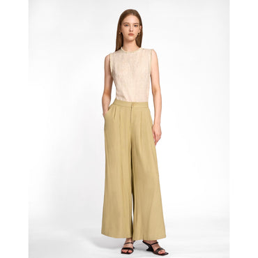 Wide Leg Pants - Light Olive