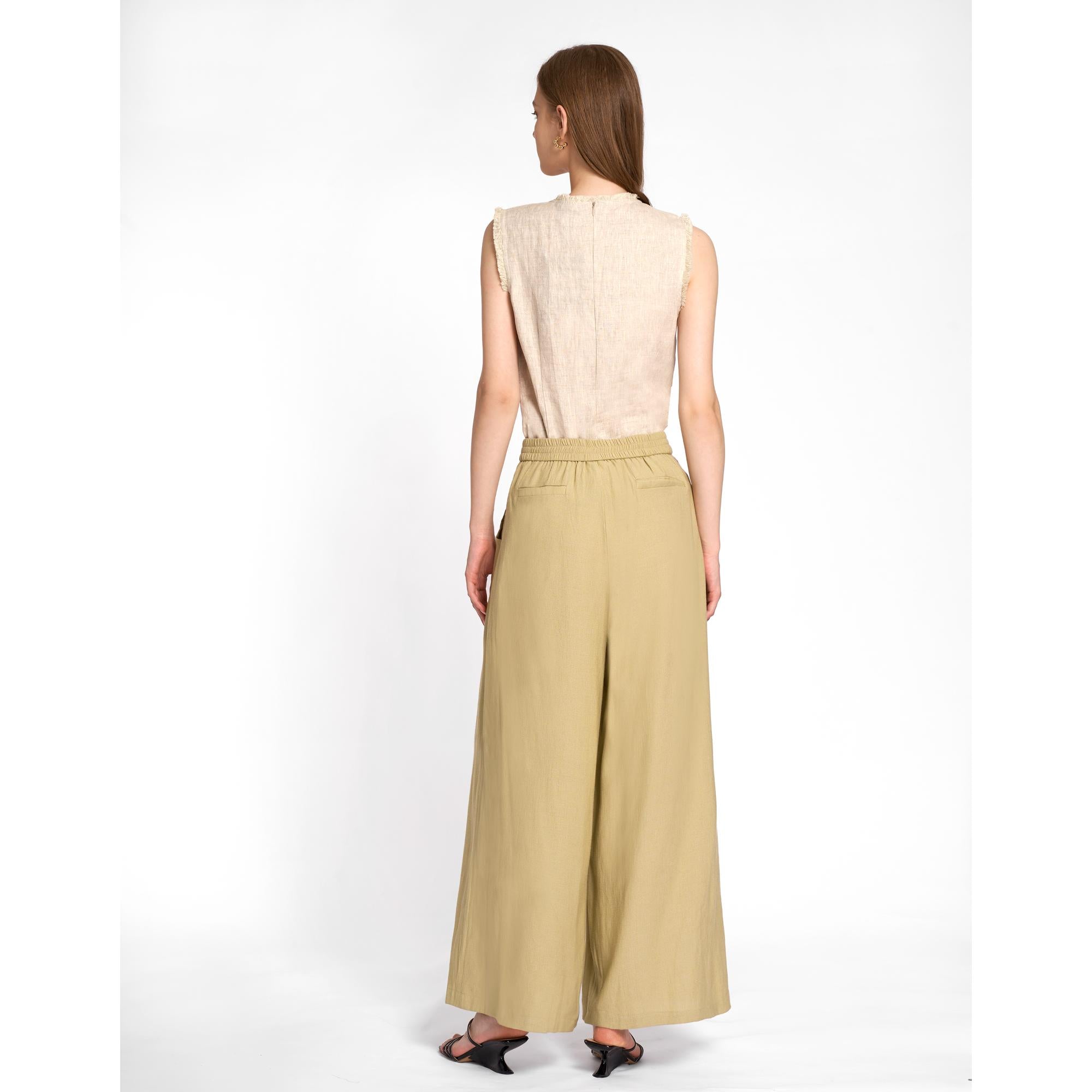 Wide Leg Pants - Light Olive