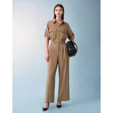 Dolman Sleeve Utility Jumpsuit - Olive