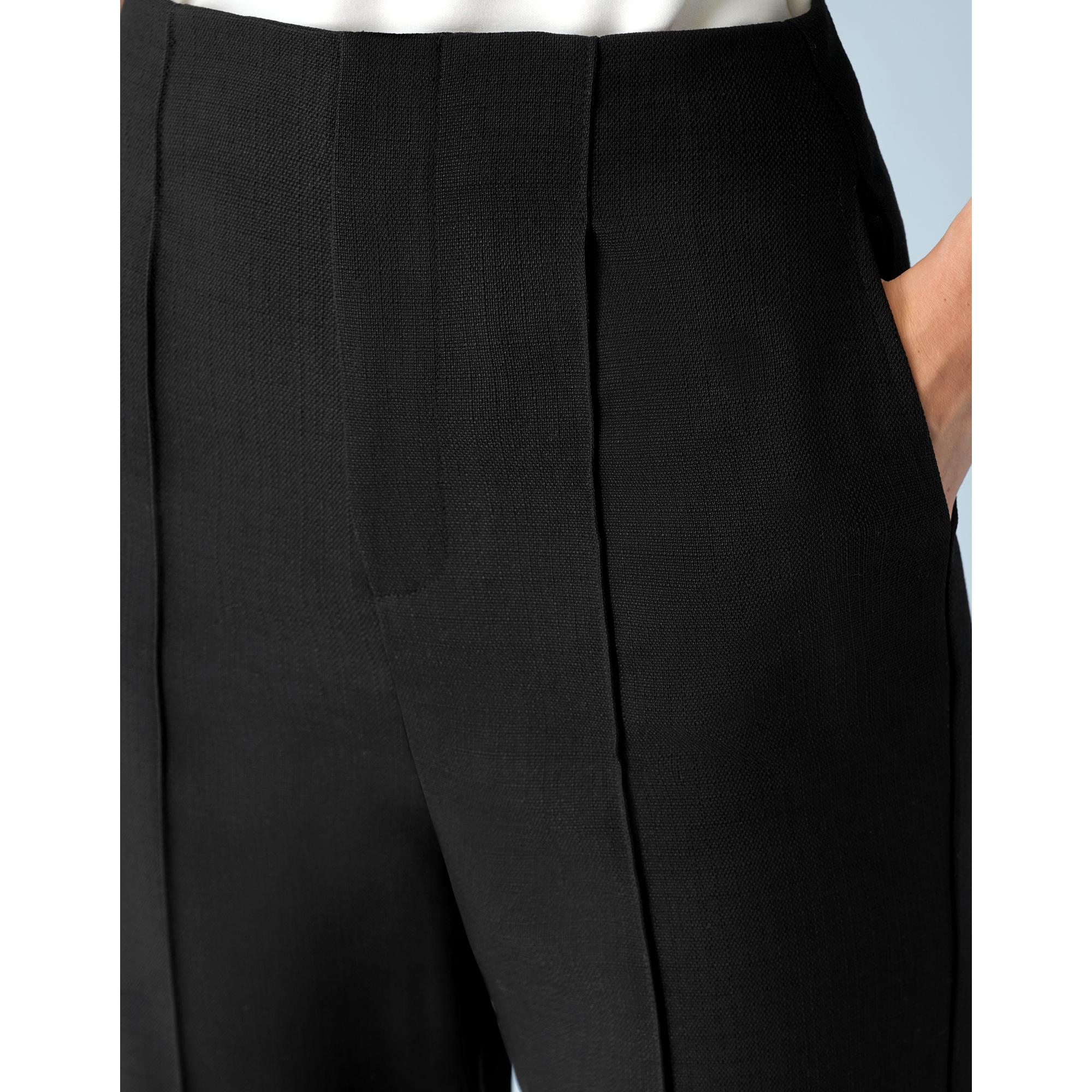 Wide Leg Textured Trousers - Black