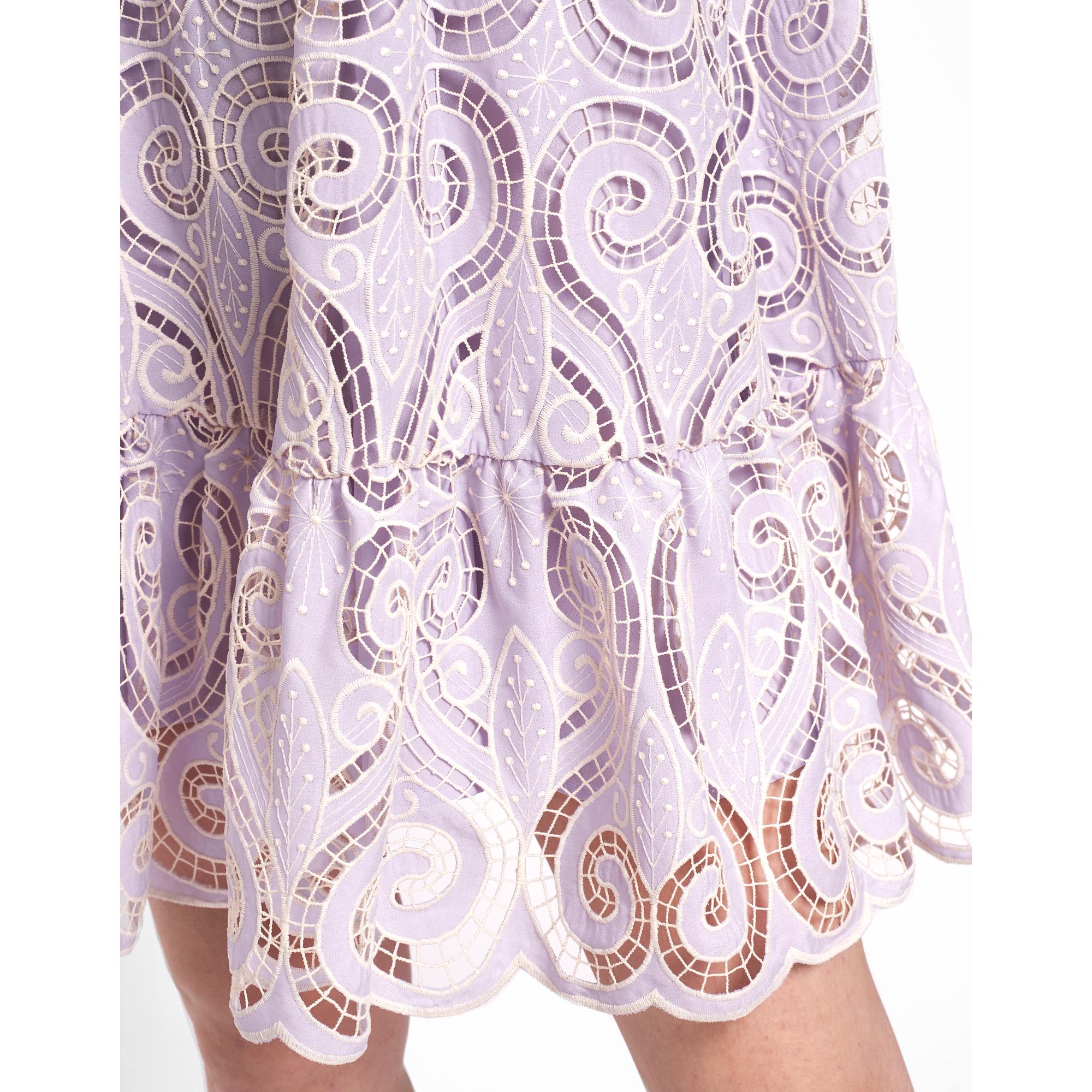 Two-tone Halterneck Lace Dress - Light Purple