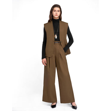 Wool Twill Suit Vest - Coffee