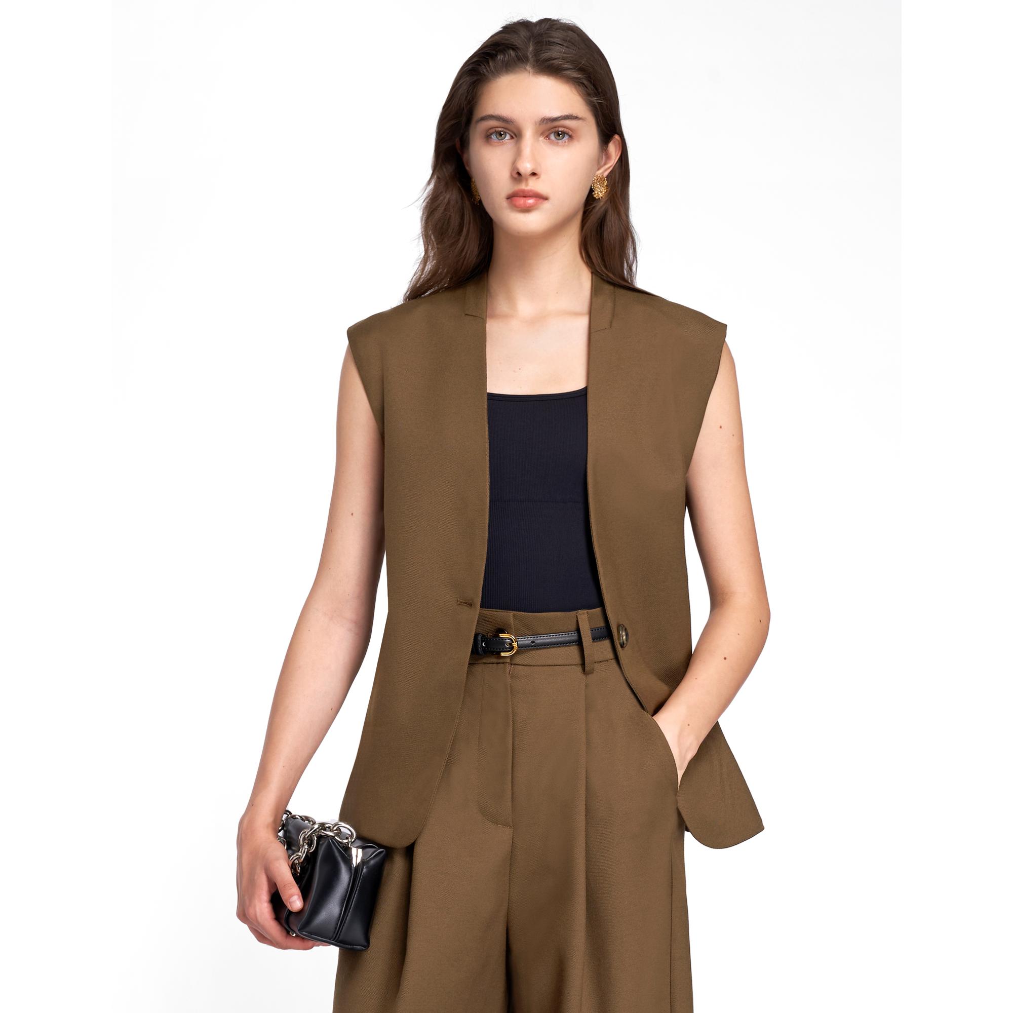 Wool Twill Suit Vest - Coffee