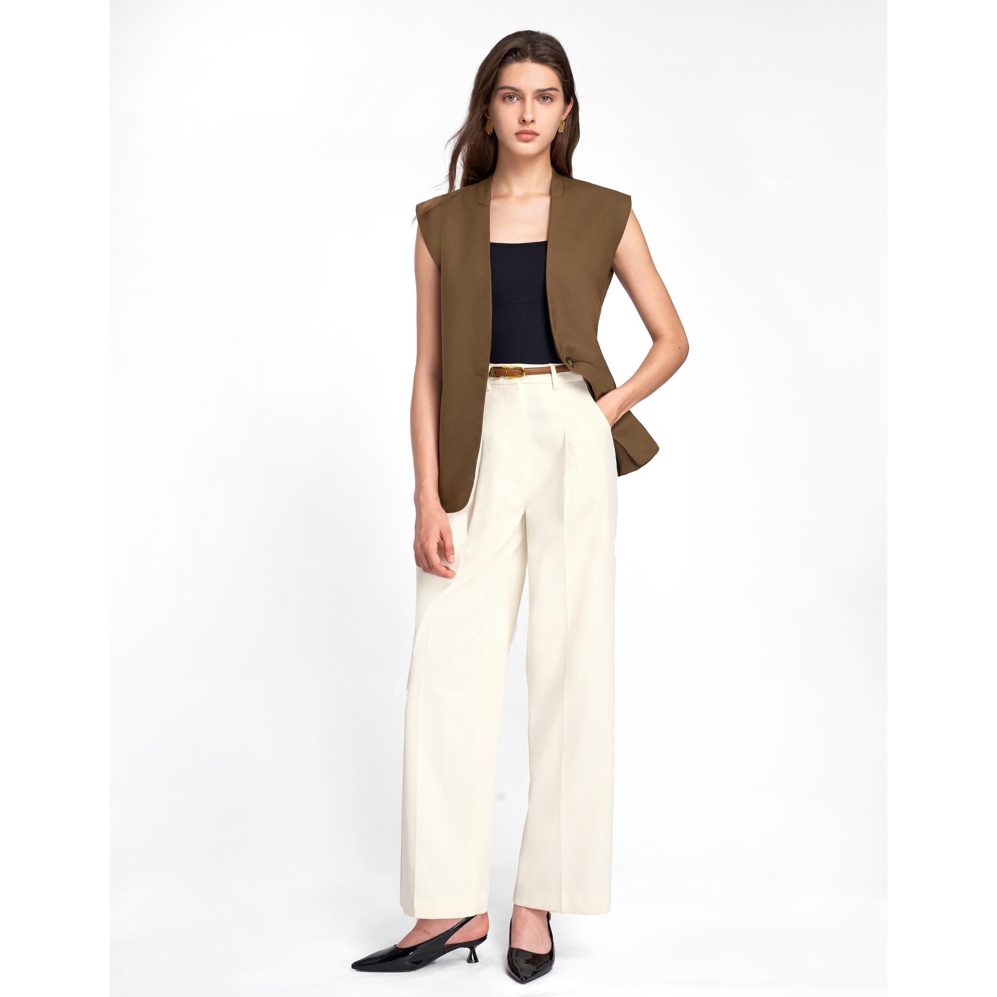 Wool Twill Suit Vest - Coffee