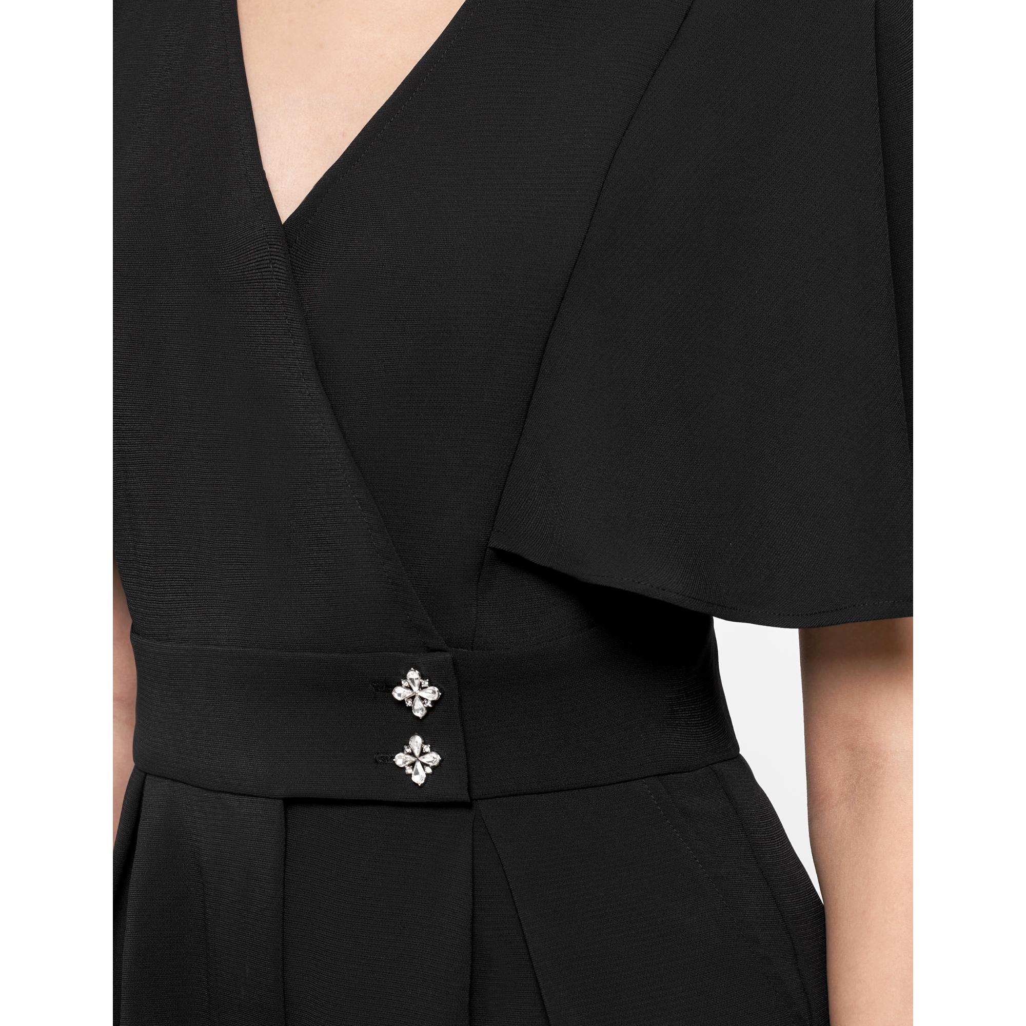 V-neck Flare Sleeves Colorblock Jumpsuit - Black