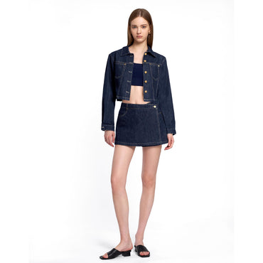 Cropped Denim Jacket - Denim Blue